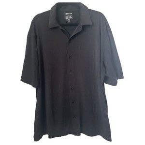 Adidas Golf Climacool Shirt Mens Black Button Up Short Sleeve Golfer Sz XL